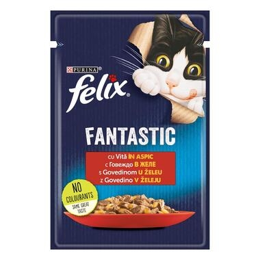 FELIX Fantastic mokra hrana za mačke s govedinom u želeu, mokra hrana za mačke